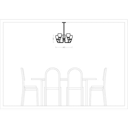 Belton 5-Light Bronze Transitional Industrial Hanging Chandelier with Clear Seeded Glass Shades