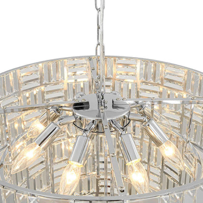 Luz 11-Light 3-Tier round Crystal Chandelier Chrome Finish round with Crystal for Living Room