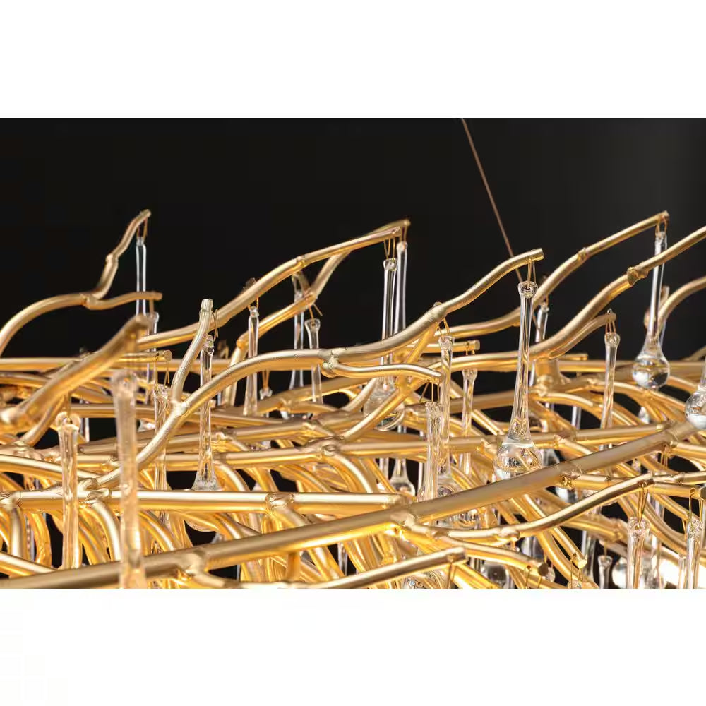 Modern Chandelier 47 In. 13-Lights Gold Luxury Crystal Globe Linear Chandelier for Dining Room, Kitchen Island, Foyer