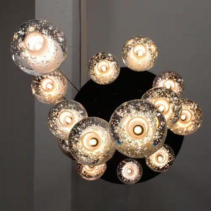 120 In. H 14-Light Black Staircase Chandelier Modern Pendant Light W/Glass Shade for High Ceiling Living Room Entryfoyer