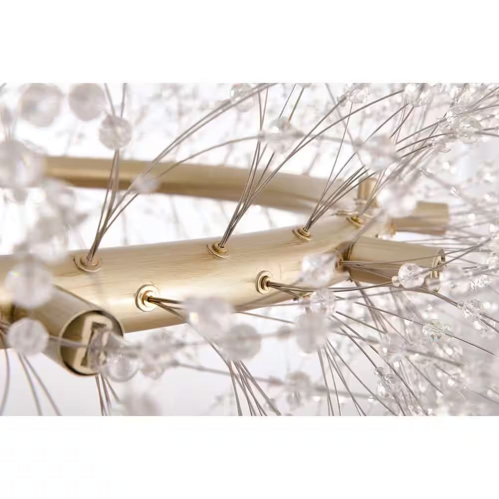 Elsa 12-Light Brushed Silver-Ish Champagne Beads Firework Chandelier