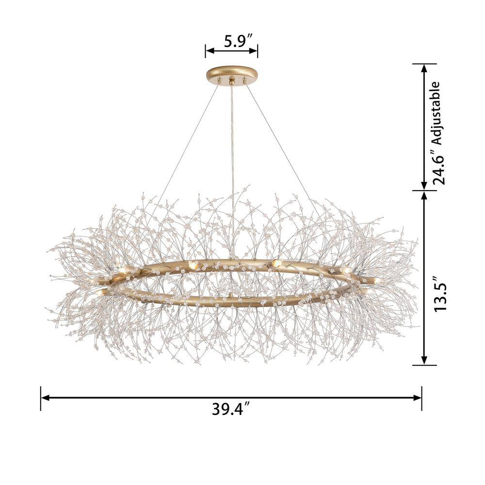 Elsa 12-Light Brushed Silver-Ish Champagne Beads Firework Chandelier