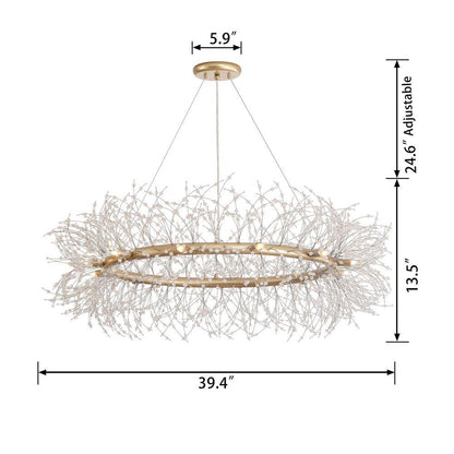 Elsa 12-Light Brushed Silver-Ish Champagne Beads Firework Chandelier
