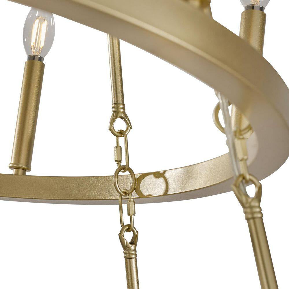 Modern 24-Light Gold 3-Tier Wagon Wheel Farmhouse Industrial Chandelier Rustic Candle Pendant Light