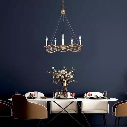 Modern Farmhouse Chandelier Nova 25 In. 5- -Light Gold round Metal Island Modern Farmhouse Chandelier
