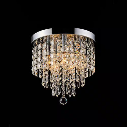 11 In. 5-Light Chrome Flush Mount Chandelier with K9 Crystals