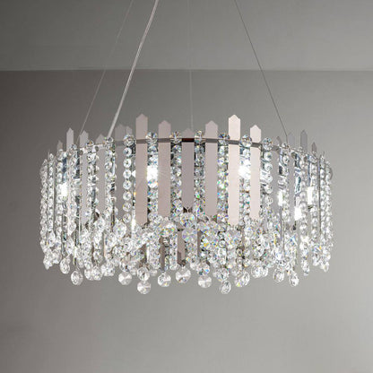 23.6 In. Modern 8-Light Chrome Crystal Chandelier Circle round 2-Tiers Chandelier for Dining Living Room Bedroom