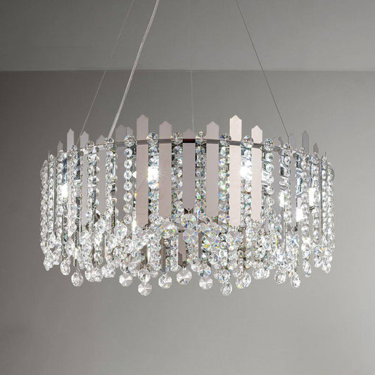 23.6 In. Modern 8-Light Chrome Crystal Chandelier Circle round 2-Tiers Chandelier for Dining Living Room Bedroom