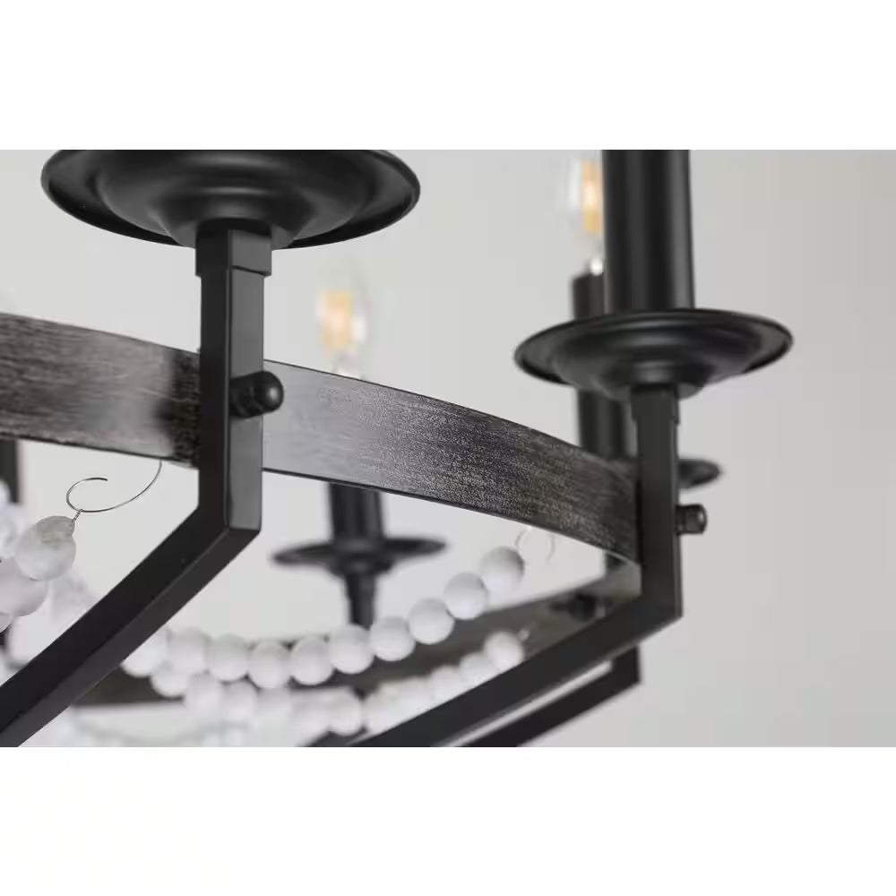 12-Light Rustic Candle Style Modern Industrial Chandelier Ambient Lighting for Dining Room Living Room Foyer