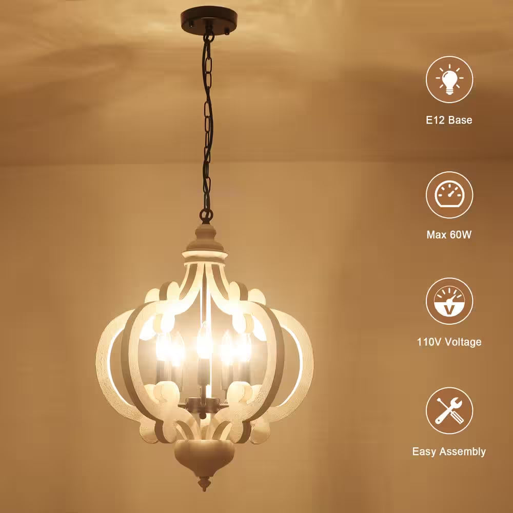 5-Light Black Cottage Chandelier Hanging Ceiling Lamp for Kitchen Island