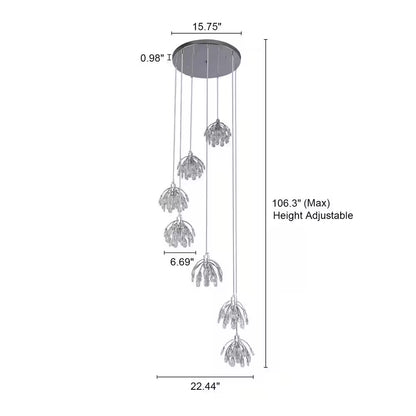 Adelman 7-Light Dimmable Modern Chrome Crystal Chandelier for Stairs Foyer High Ceiling Living Room