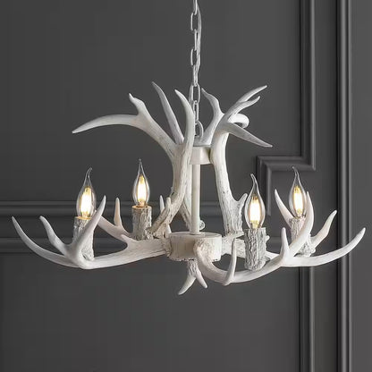 Eldora 26 In. Adjustable Resin Antler 4-Light White LED Chandelier