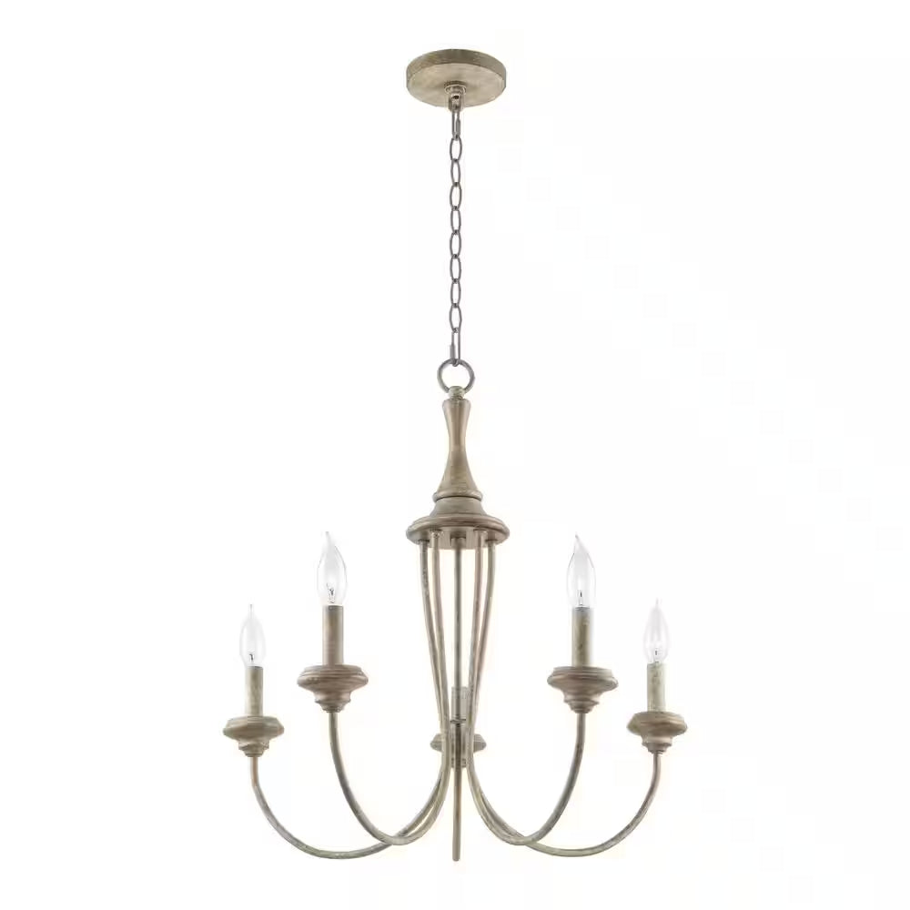 Lotus 60-Watt 5-Light Rustic Metal French Country Chandelier, No Bulb Included
