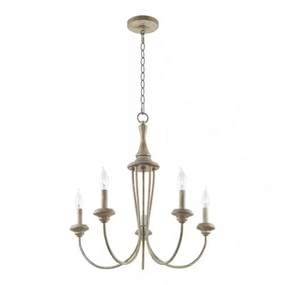 Lotus 60-Watt 5-Light Rustic Metal French Country Chandelier, No Bulb Included