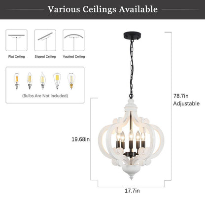5-Light Black Cottage Chandelier Hanging Ceiling Lamp for Kitchen Island