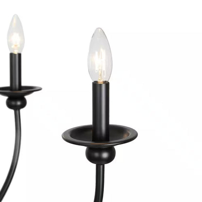 Large 9-Light Black Traditional Candlestick Chandelier Modern Pendant for Dining Room Living Room Kitchen Staircase