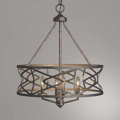 4-Light Vintage Antique Silver Chandelier