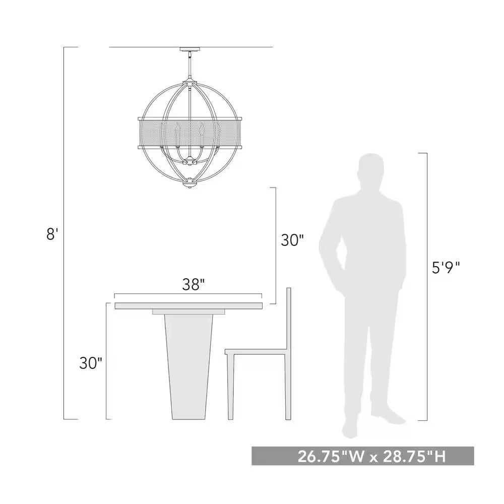 Colson 6-Light Matte Black Globe Chandelier