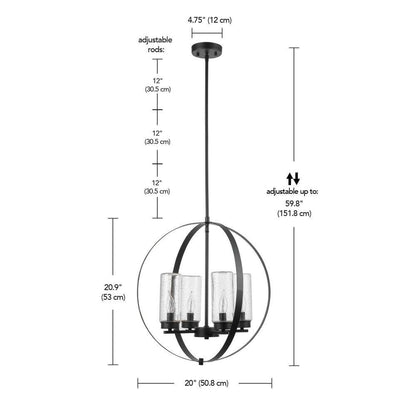 Reseda Modern 4-Light Bronze Outdoor Chandelier
