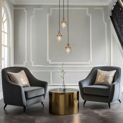 Transitional 3-Light Black and Plated Brass Cluster Chandelier with Clear Globe Glass Shade Foyer Hanging Pendant