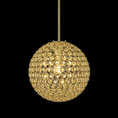 Ramas 1-Light Antique Gold Globe Chandelier with Crystal Accents for Kitchen Island