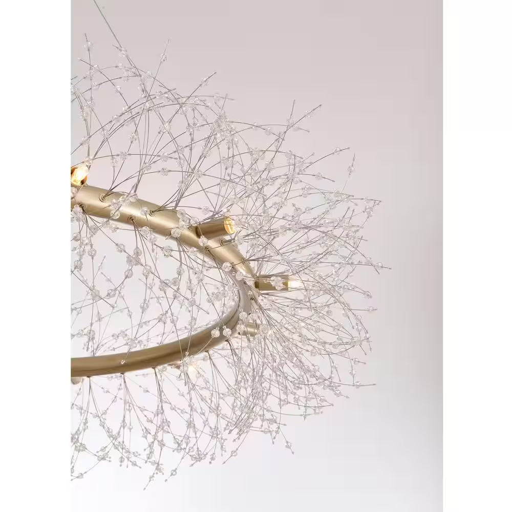 Elsa 12-Light Brushed Silver-Ish Champagne Beads Firework Chandelier