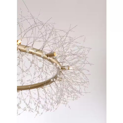 Elsa 12-Light Brushed Silver-Ish Champagne Beads Firework Chandelier