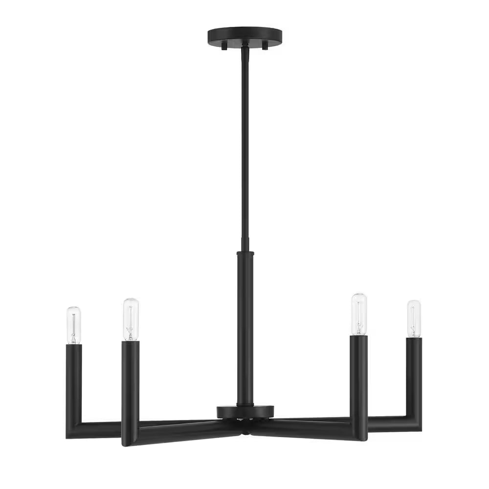 5-Light Matte Black Dimmable Contemporary Chandelier for Dining Room Kitchen Foyer