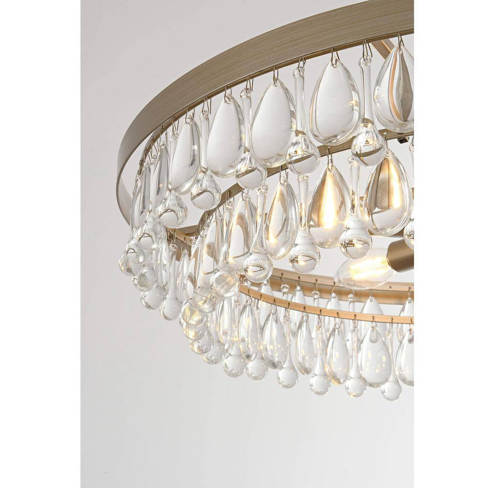 Adela 24 in Dia Brushed Champagne Silver Finish Crystal 6Light Chandelier