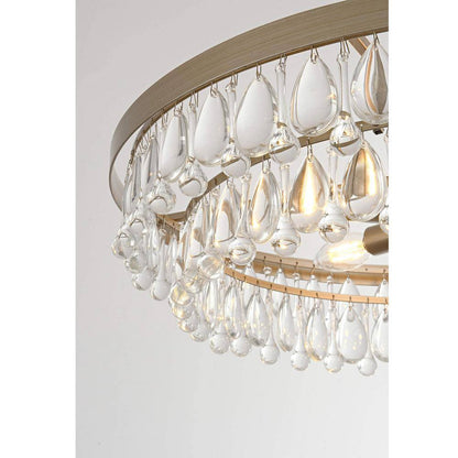 Adela 24 in Dia Brushed Champagne Silver Finish Crystal 6Light Chandelier