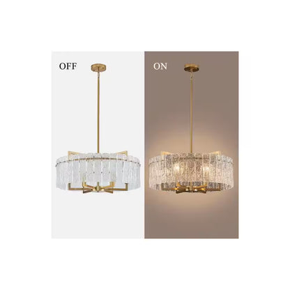6-Light Gold 25.6In Modern Glass Shade Chandelier for Dining Room