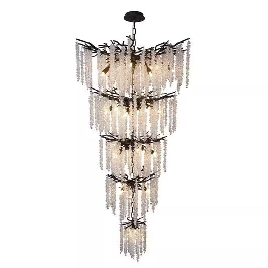 118 In. H, 28-Lights Black Luxury Crystal Chandelier, Tree Branches Chandelier for Entryway High Ceiling Chandelier