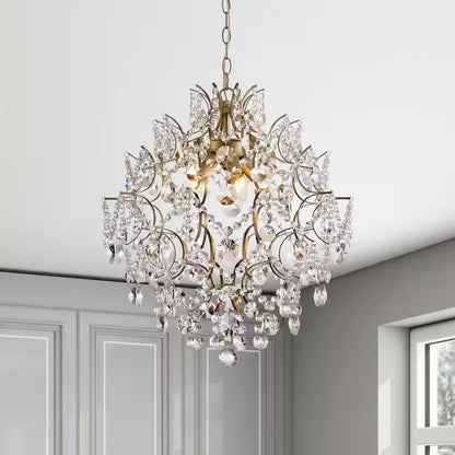 Daisy 20 In. in Diameter Brushed Silver-Ish Champagne 5-Light Larger Crystal Chandelier