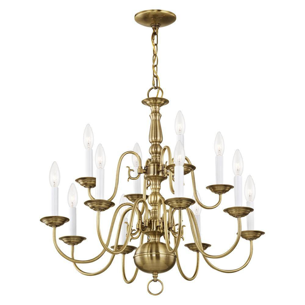 Williamsburgh 12 Light Antique Brass Chandelier