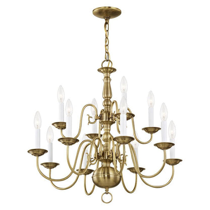 Williamsburgh 12 Light Antique Brass Chandelier
