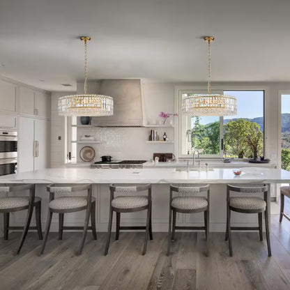 Orillia Modern 8-Light Gold round Glass Crystal Chandelier for Kitchen Island Dinning Table Living Room