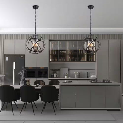Lansing 4-Light Black Unique/Statement Globe Chandelier with Crystal