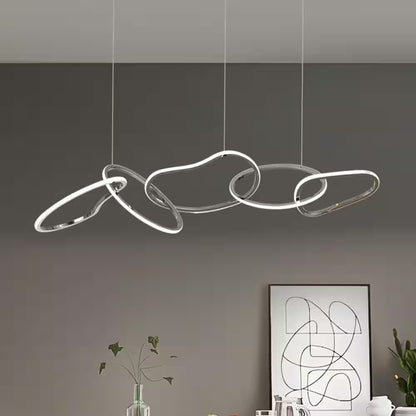 Northglow Nordic 5-Light Silver Integrated LED Luxury Stainless Steel Chandelier Dining Ceiling Light for Kitchen Island