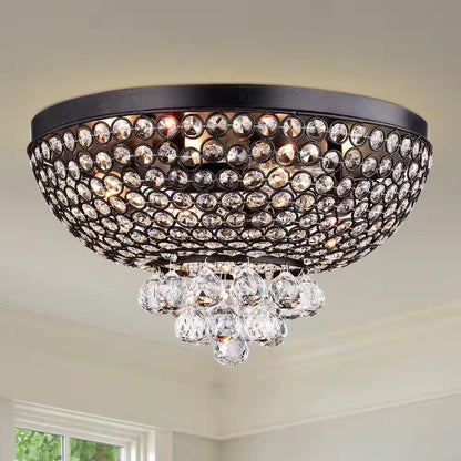 16 In. 4-Light Drimil Indoor Matte Black Finish Flush Mount Chandelier