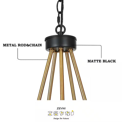 5-Light Brass Chandelier Lighting, Sputnik Pendant Lights for Kitchen Island, Modern Black Chandelier with round Glasses