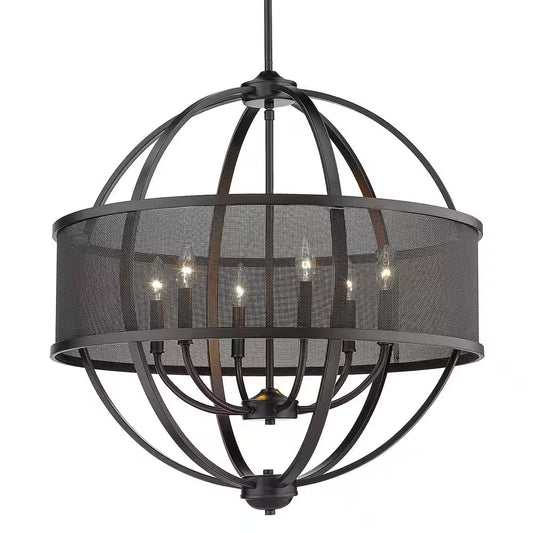 Colson 6-Light Matte Black Globe Chandelier