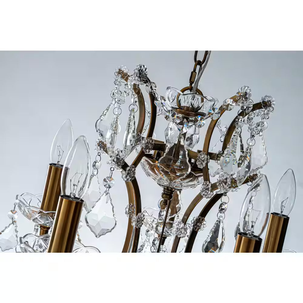 18 In. 5-Light Antique Gold Classic/Traditional Crystal Chandelier Glam Lighting Fixture