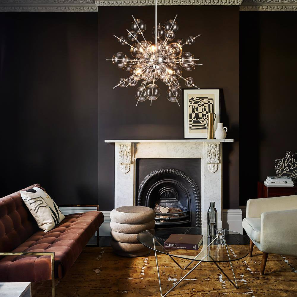 Cecilia 6-Light Glam Modern Sputnik Cluster Clear Glass Globe Bubble Chandelier Starburst Pendant Island Light