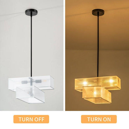 4-Light Modern Farmhouse White Fabric Drum Chandelier for Kitchen Island with No Bulbs Included