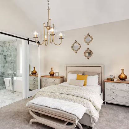 Modern Gold Sputnik Kitchen Island Chandelier Transitional 4-Light Brass Globe Kitchen Light with Clear Glass Shade