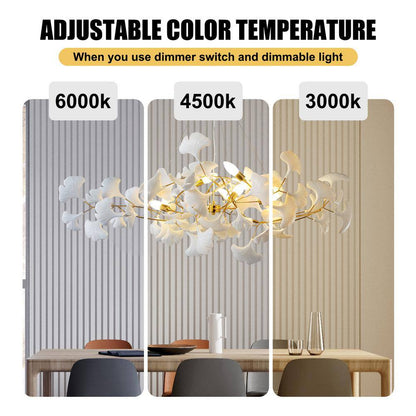 6-Light Gold Chandelier, Luxury Ginkgo Branch Chandelier for Living Room, Dining Room, Foyer, Kitchen Island-L 47 In.