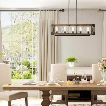 Colorado Modern Farmhouse 5-Light Rectangular Box Black Dining Room Chandelier