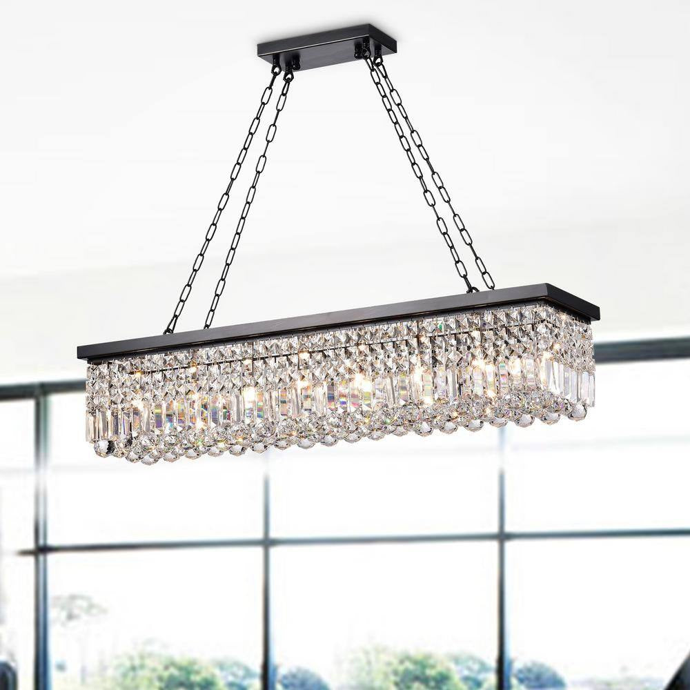 8-Light Black and Brown Chandelier Contemporary