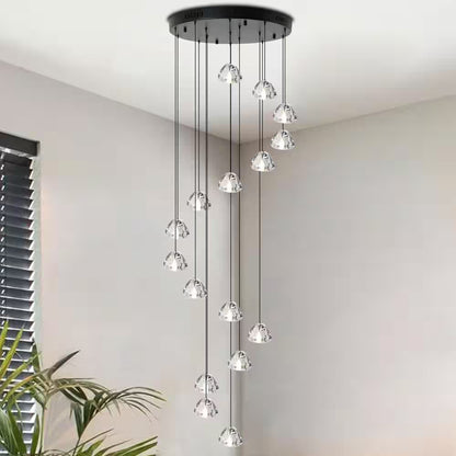 16 Lights Black Raindrop Crystal Chandelier for Living Dining Room Staircase, G4 Bulb Base