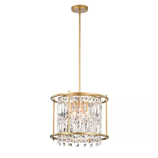 Joli 4-Light Gold Drum Chandelier for Kitchen Island, Dining/Living Room, Bedroom, Foyer, with No Bulbs Included